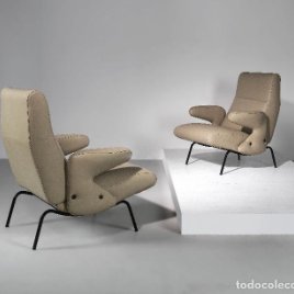 2 Delfino lounge chairs designed by Erberto Carboni in 1954 for Arflex Sillones Sillón cuero butacas