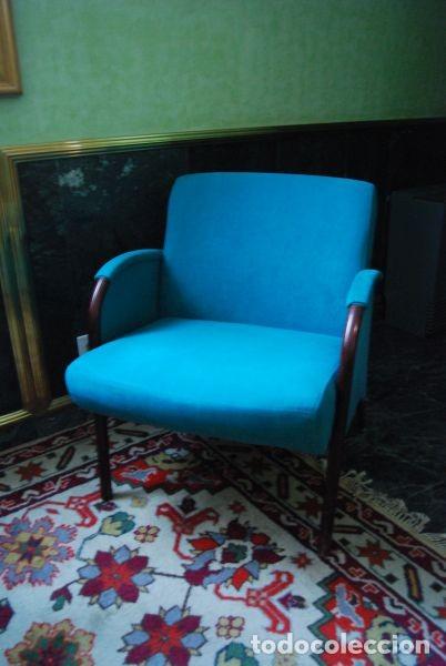 Vintage: Butaca entelada en azul - Foto 1