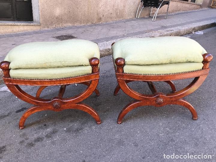 Vintage: PAREJA DE PUF EN MADERA 1940, - Foto 4