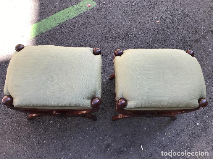 Vintage: PAREJA DE PUF EN MADERA 1940, - Foto 8