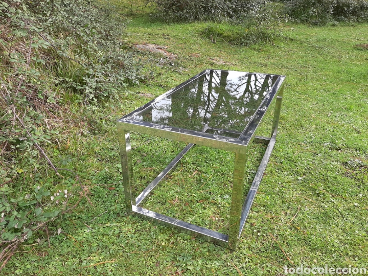 Vintage: MESA DE CENTRO DE ACERO Y CRISTAL - Foto 5