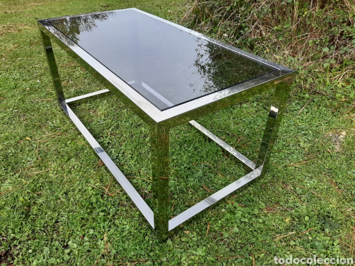 Vintage: MESA DE CENTRO DE ACERO Y CRISTAL - Foto 8