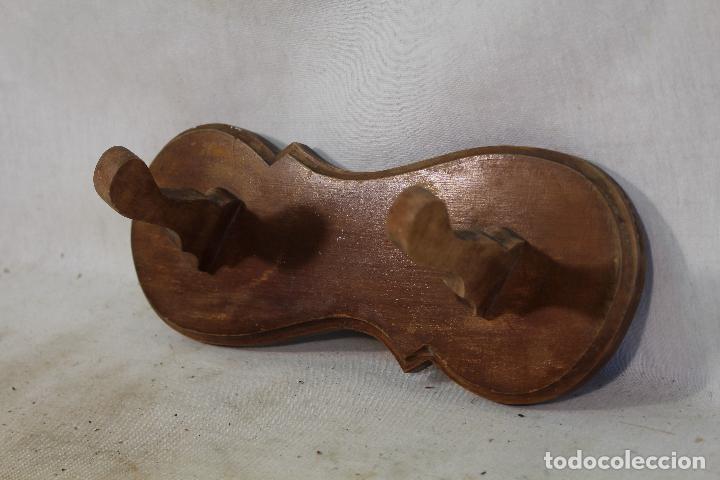 Vintage: perchero antiguo de 2 perchas en madera - Foto 3
