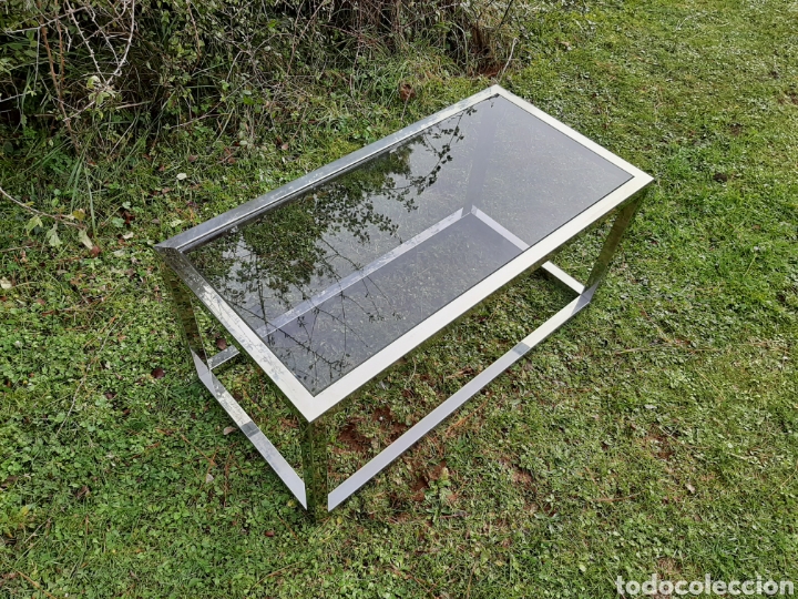 Vintage: MESA DE CENTRO DE ACERO Y CRISTAL - DISE&Ntilde;O - Foto 4