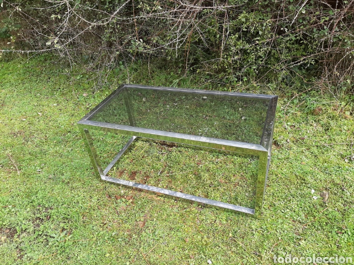 Vintage: MESA DE CENTRO DE ACERO Y CRISTAL - DISE&Ntilde;O - Foto 1
