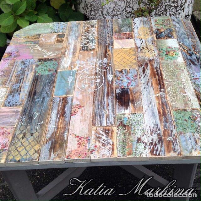 Vintage: Mesa de centro hecha a mano con madera de palets. - Foto 3