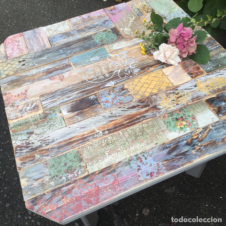 Vintage: Mesa de centro hecha a mano con madera de palets. - Foto 6