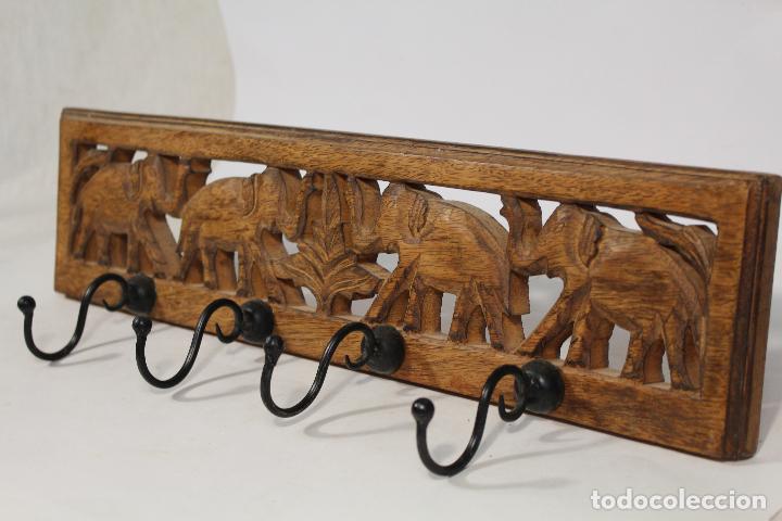 Vintage: perchero de elefantes en madera y metal - Foto 3