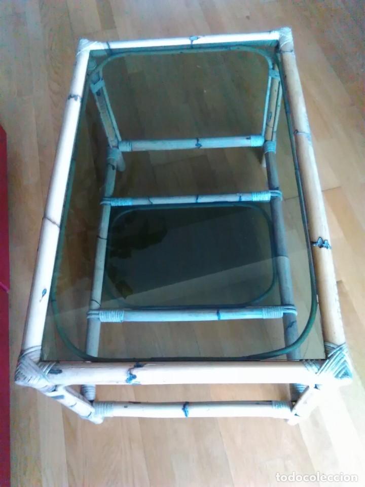 Vintage: MESA BAMB&Uacute; DE CENTRO CON CRISTAL AHUMADO - Foto 3