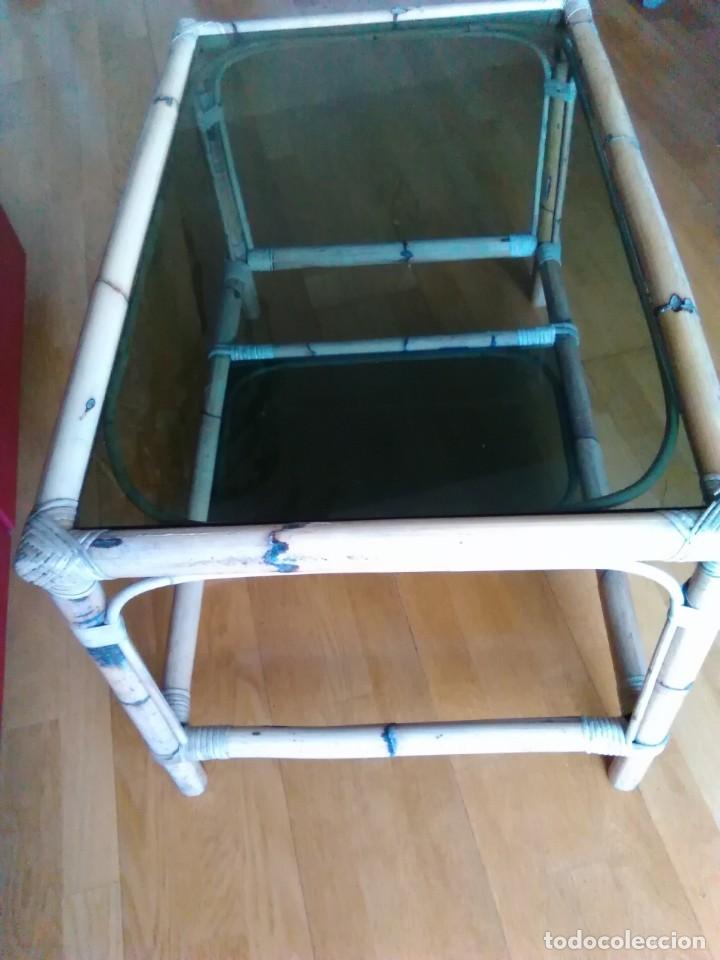 Vintage: MESA BAMB&Uacute; DE CENTRO CON CRISTAL AHUMADO - Foto 4