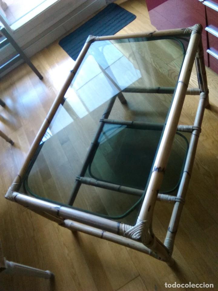 Vintage: MESA BAMB&Uacute; DE CENTRO CON CRISTAL AHUMADO - Foto 5
