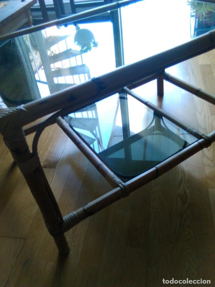 Vintage: MESA BAMB&Uacute; DE CENTRO CON CRISTAL AHUMADO - Foto 6
