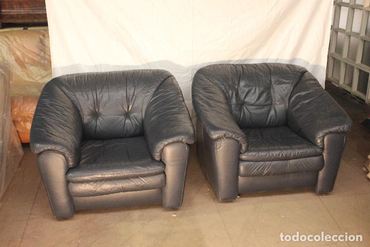 Vintage: SILLONES CUERO AZUL - Foto 1