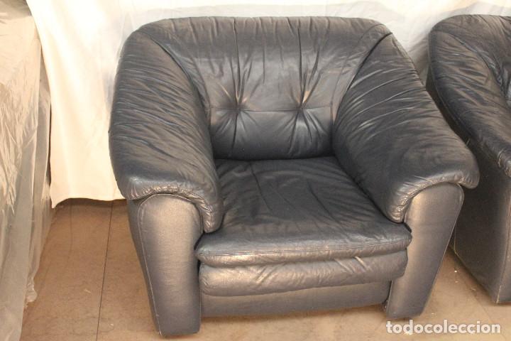 Vintage: SILLONES CUERO AZUL - Foto 2