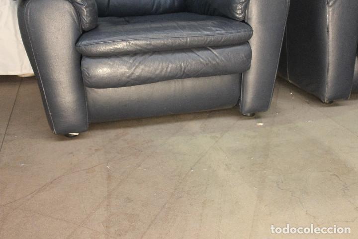 Vintage: SILLONES CUERO AZUL - Foto 3
