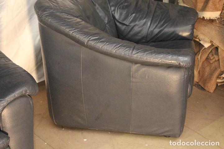 Vintage: SILLONES CUERO AZUL - Foto 4