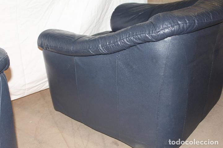 Vintage: SILLONES CUERO AZUL - Foto 5