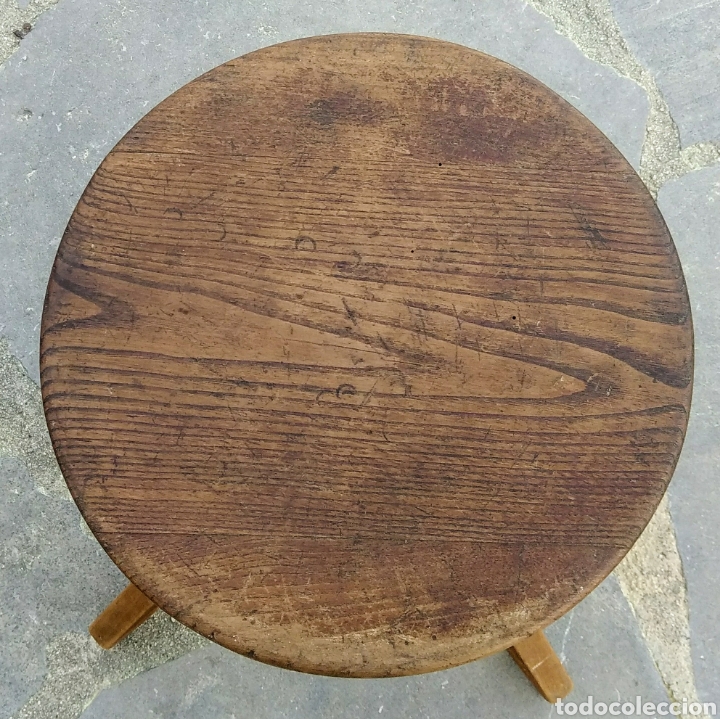 Vintage: Antiguo Taburete de madera. Altura regulable. - Foto 4