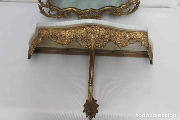 Vintage: MUEBLE RECIBIDOR ESPEJO BRONCE - Foto 2