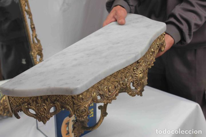 Vintage: MUEBLE RECIBIDOR ESPEJO BRONCE - Foto 6