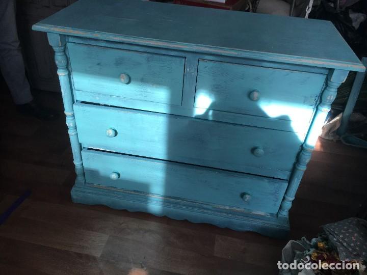 Vintage: C&Oacute;MODA VINTAGE DE MADERA EN TONO AZUL - Foto 2
