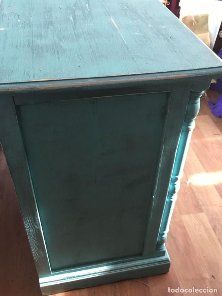 Vintage: C&Oacute;MODA VINTAGE DE MADERA EN TONO AZUL - Foto 3
