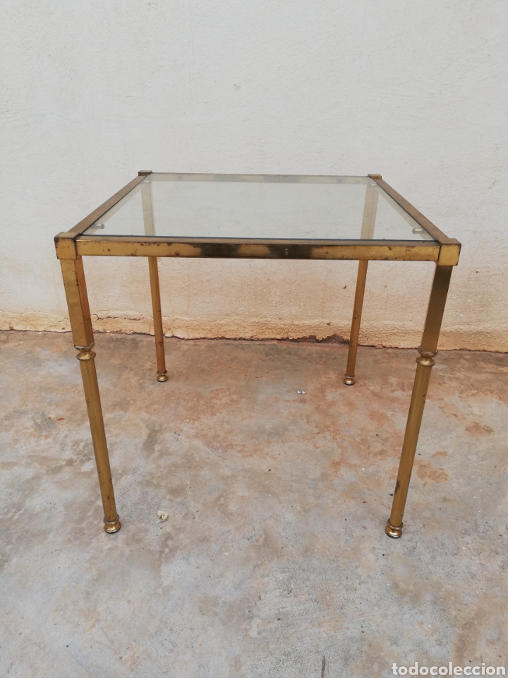 Vintage: Mesa bronce y cristal vintage - Foto 2