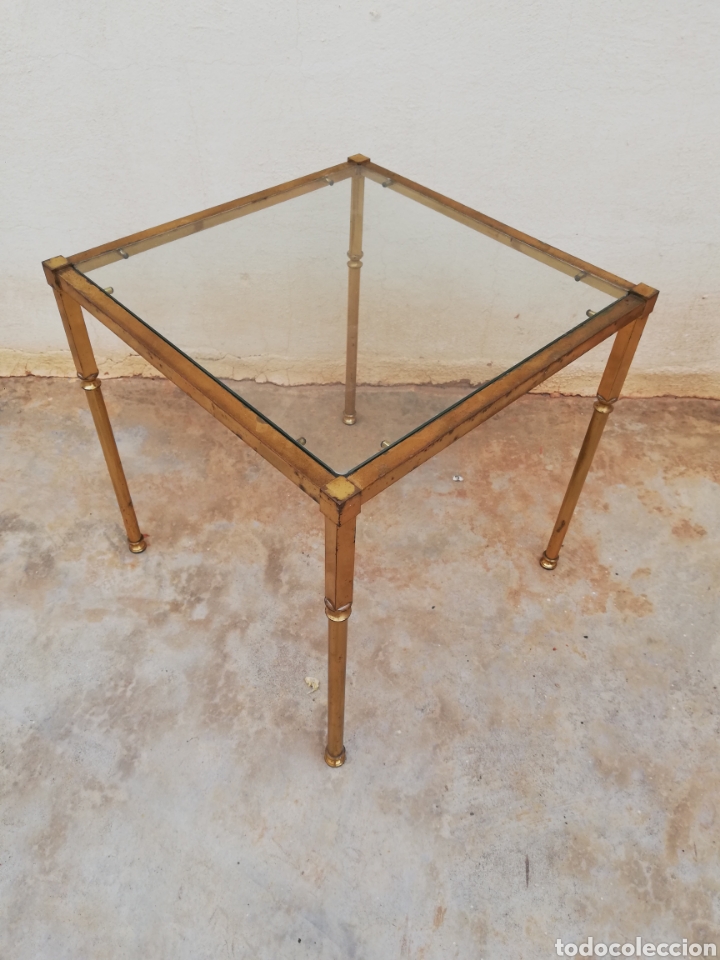 Vintage: Mesa bronce y cristal vintage - Foto 3