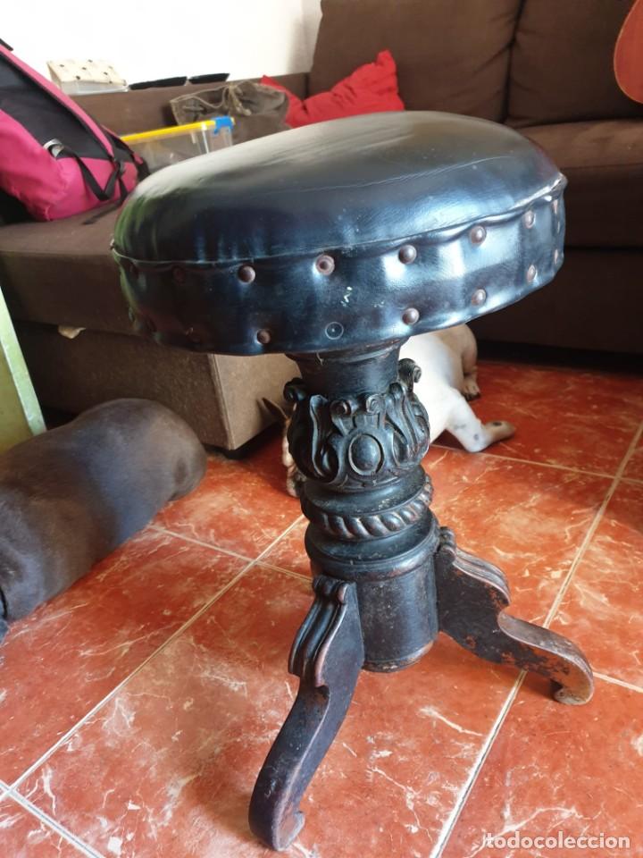 Vintage: TABURETE PIANO CAOBA - Foto 3