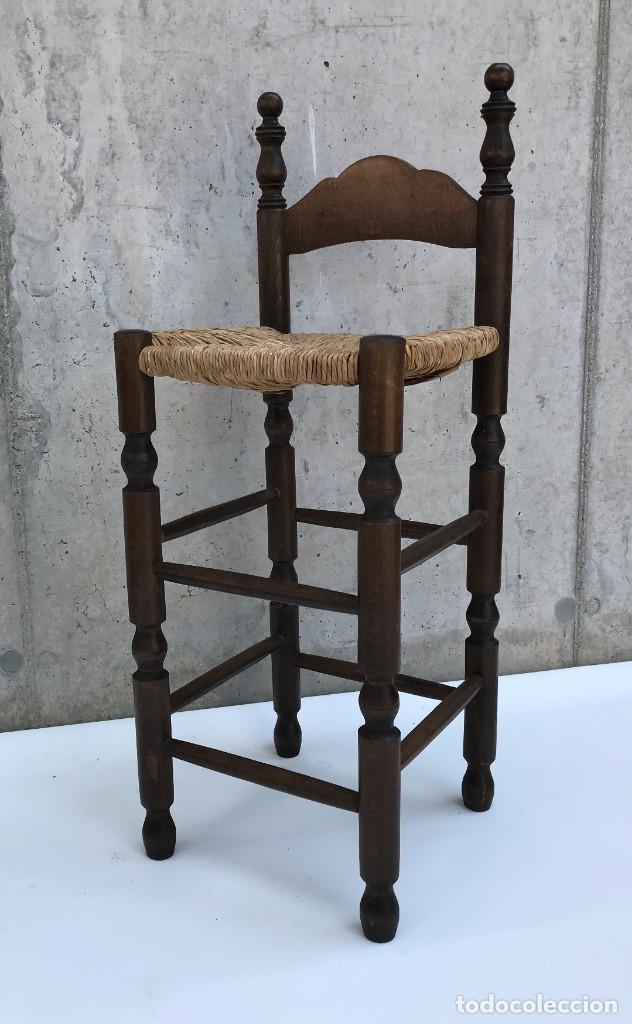 Vintage: Silla alta con asiento de enea - Foto 1