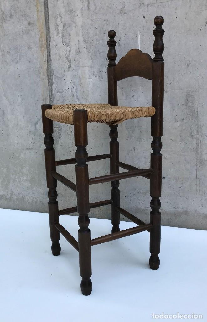 Vintage: Silla alta con asiento de enea - Foto 2