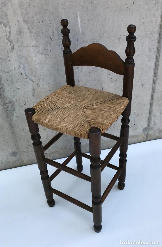 Vintage: Silla alta con asiento de enea - Foto 3
