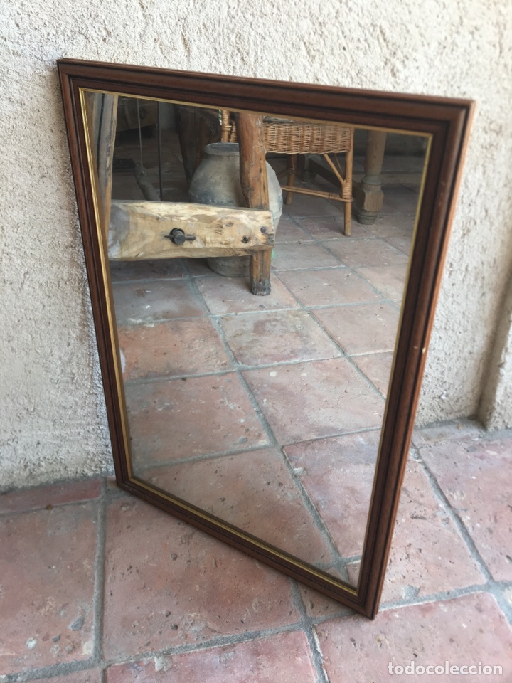 bonito espejo con marco de madera decorada con - Compra venta en  todocoleccion