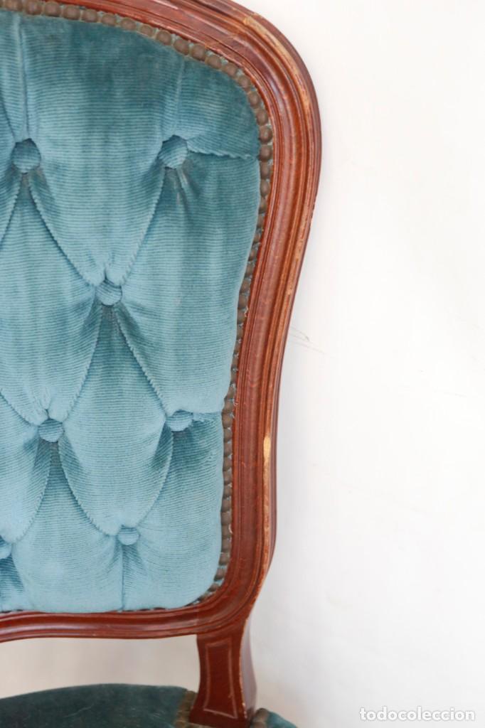 Vintage: Silla terciopelo azul capitone - Foto 2