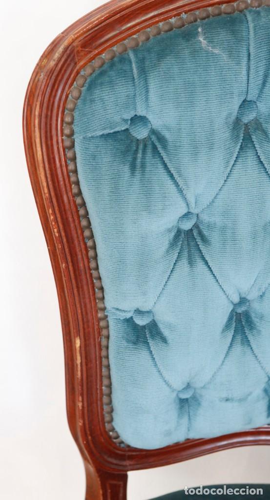 Vintage: Silla terciopelo azul capitone - Foto 3