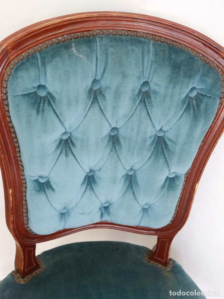 Vintage: Silla terciopelo azul capitone - Foto 6