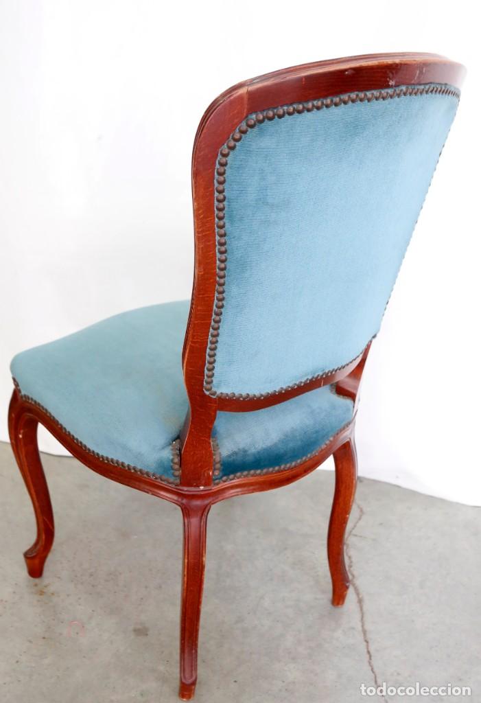 Vintage: Silla terciopelo azul capitone - Foto 7