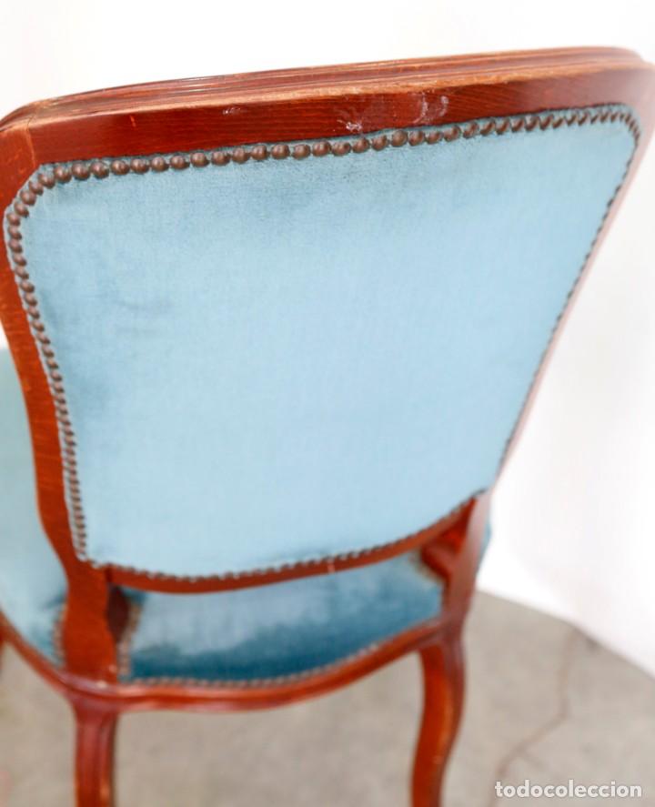 Vintage: Silla terciopelo azul capitone - Foto 8