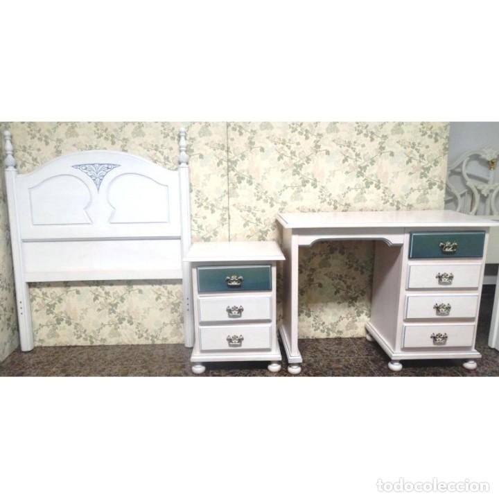 Vintage: DORMITORIO CEUSE BLANCO Y AZUL VERDOSO - Foto 1