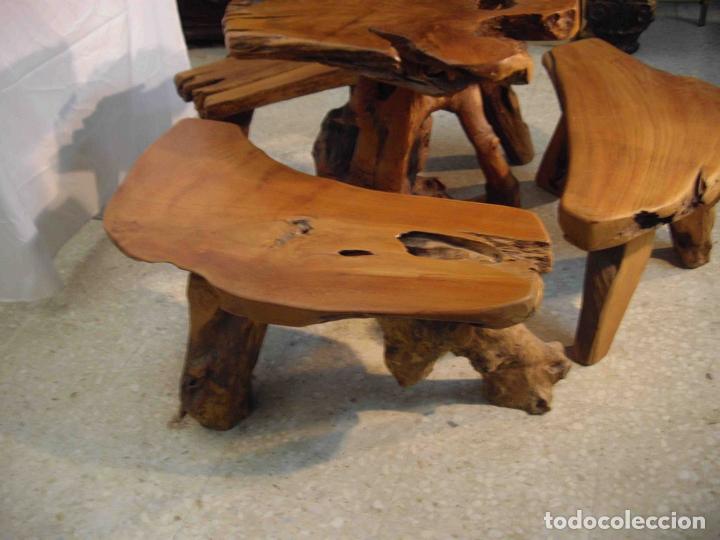 Vintage: MESA Y TRES BANCOS RA&Iacute;Z - Foto 4
