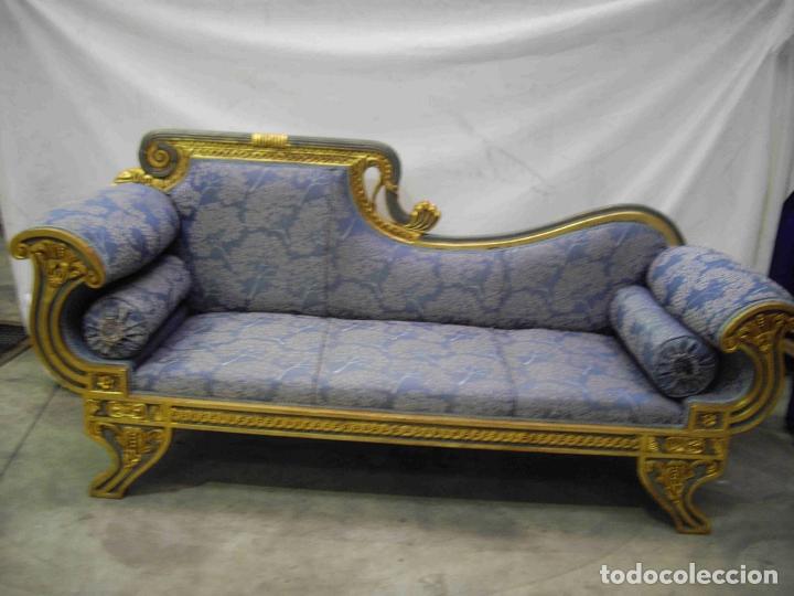 Vintage: SOFA TALLA PAN DE ORO AZUL - Foto 1