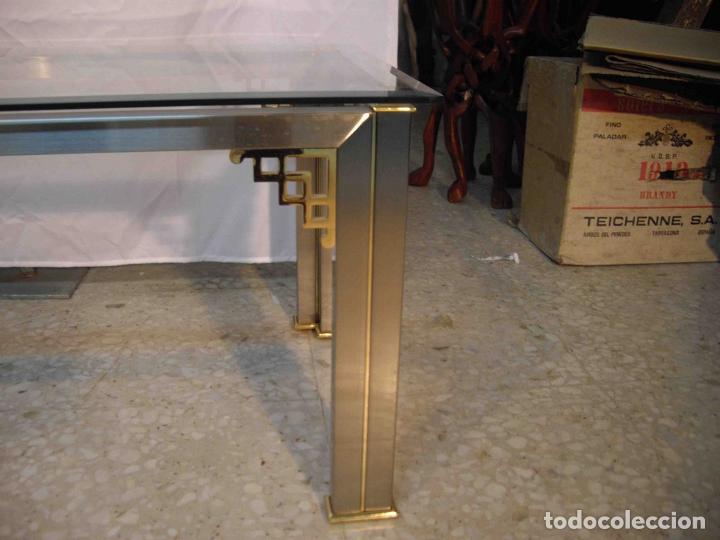 Vintage: MESA CENTRO RECTA METAL CRISTAL BISEL - Foto 2