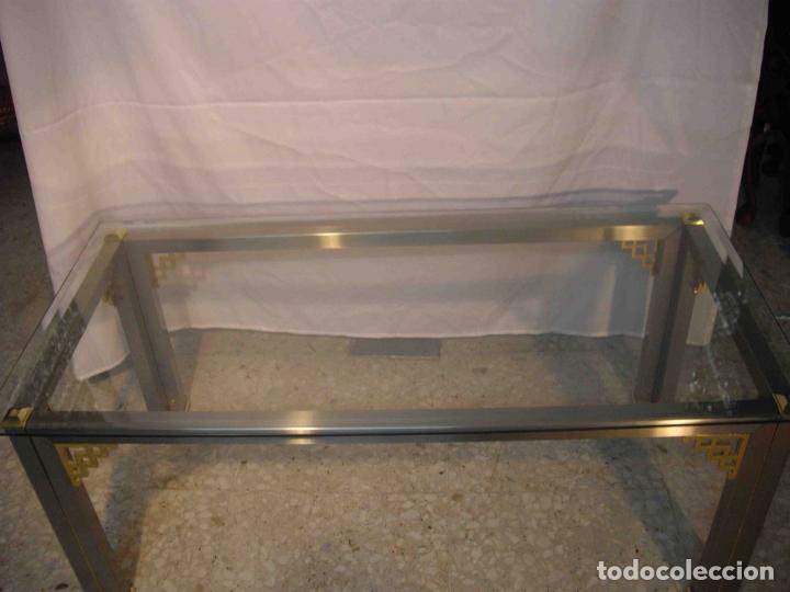 Vintage: MESA CENTRO RECTA METAL CRISTAL BISEL - Foto 3