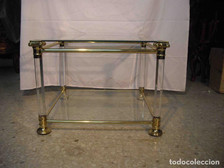 Vintage: MESA AUX CUADRA METAL CRISTAL BISEL - Foto 2