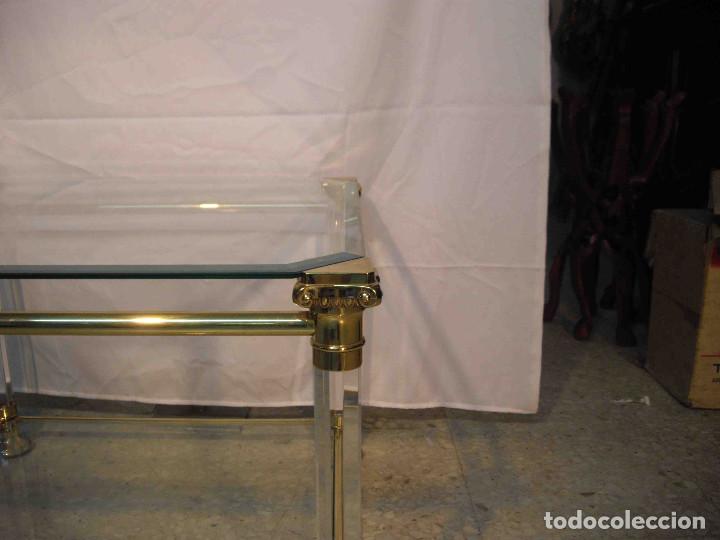 Vintage: MESA AUX CUADRA METAL CRISTAL BISEL - Foto 3