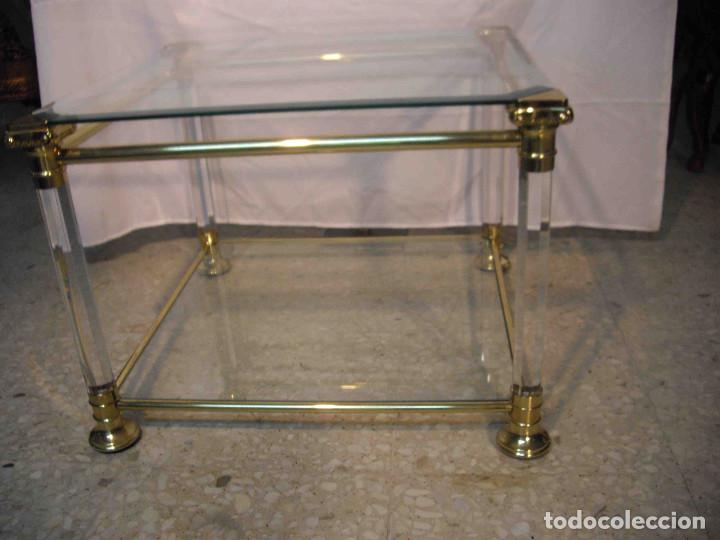 Vintage: MESA AUX CUADRA METAL CRISTAL BISEL - Foto 4