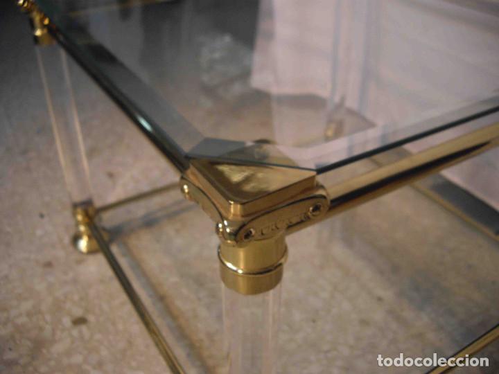 Vintage: MESA AUX CUADRA METAL CRISTAL BISEL - Foto 6