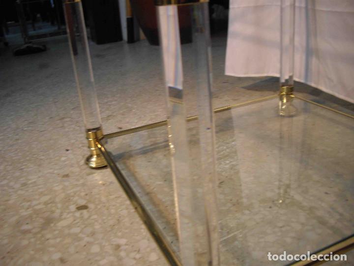 Vintage: MESA AUX CUADRA METAL CRISTAL BISEL - Foto 8