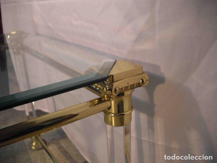 Vintage: MESA AUX CUADRA METAL CRISTAL BISEL - Foto 10