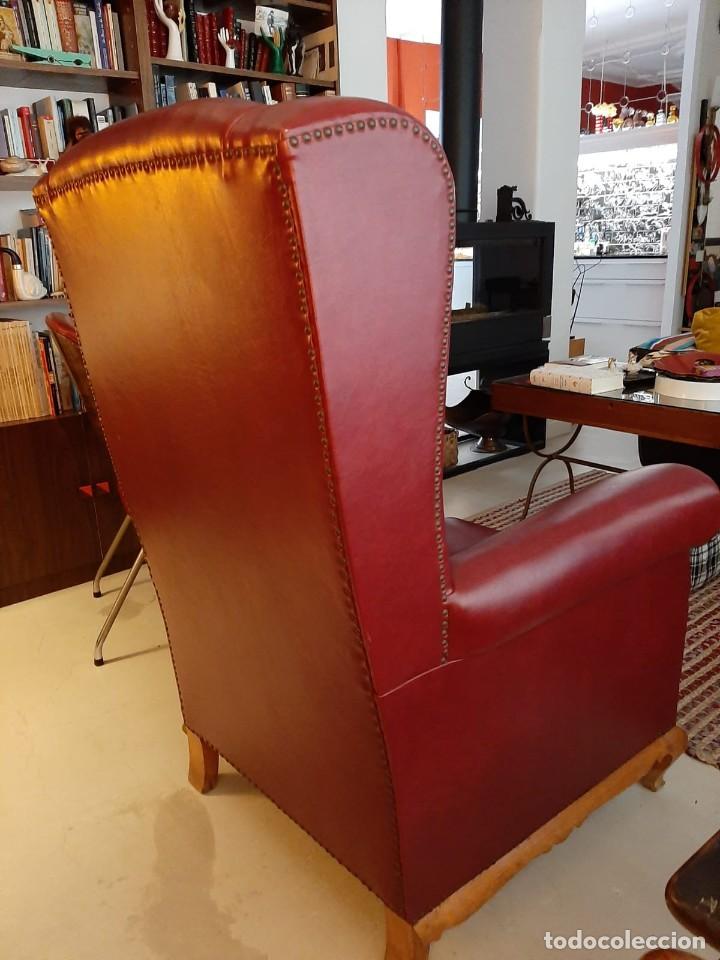 Vintage: C&oacute;modo sillon vintage burdeos en skay. - Foto 2
